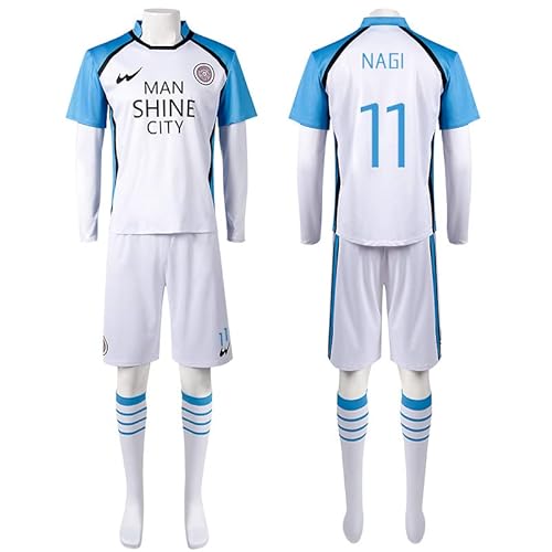 Jilijia Anime Blue Lock Cosplay Kostüm Anime Rollenspiel Seishiro Nagi Trikots Sportbekleidung Fußball Fußball Training Uniform Komplettes Set von Jilijia