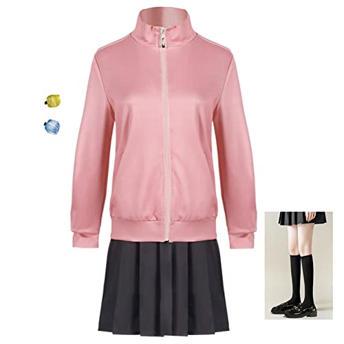 Jilijia Anime Bocchi The Rock Cosplay Kostüm mit Perücke Goto Hitori Uniform Rock Komplettes Set Halloween Outfits Sportbekleidung von Jilijia