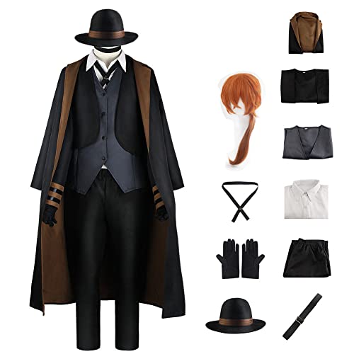 Jilijia Anime Bungo Stray Dogs Cosplay Kostüm Kollektion Nakahara Chuuya/Dazai Osamu/Yosano Akiko/Akutagawa Ryunosuke Uniformen Komplettes Set Halloween Cosplay Outfit mit Perücke von Jilijia