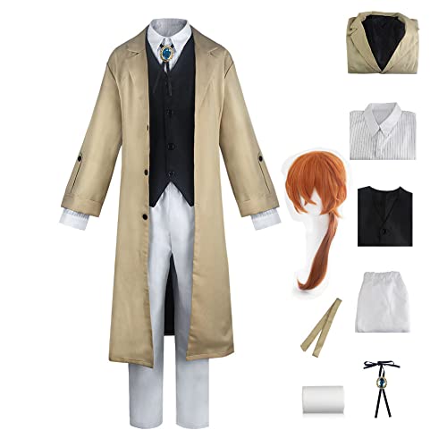 Jilijia Anime Bungo Stray Dogs Cosplay Kostüm Kollektion Nakahara Chuuya/Dazai Osamu/Yosano Akiko/Akutagawa Ryunosuke Uniformen Komplettes Set Halloween Cosplay Outfit mit Perücke von Jilijia