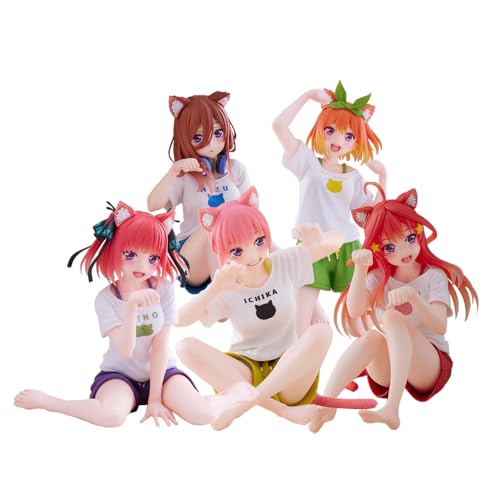 Jilijia Anime-Figuren, die Quintessentiellen Quintuplets, Nakano Miku/Nakono Yotsuba, Charaktermodelle, niedliche Katze, Styling, Desktop-Dekoration, Ornamente, PVC-Kollektion, Geschenk, 5 Stück Jilijia Anime-Figuren, die Quintessentiellen Quintuplets, Nakano Miku/Nakono Yotsuba, Charaktermodelle, niedliche Katze, Styling, Desktop-Dekoration, Ornamente, PVC-Kollektion, Geschenk, 5 Stück von Jilijia