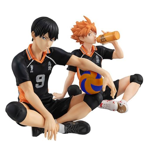 Jilijia Anime Haikyuu Actionfigur Hinata Shoyo Tobio Kageyama Nudelstopper Figur Modell PVC Sitzposition Statue Statue Desktop Dekoration Geschenk 10 cm von Jilijia