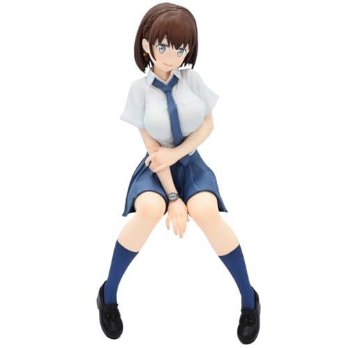 Jilijia Anime Illustration Mädchen Figur Ai-chan sitzende Figur Uniform sitzend Original Kunst Malerei Figur Desktop Ornament von Jilijia