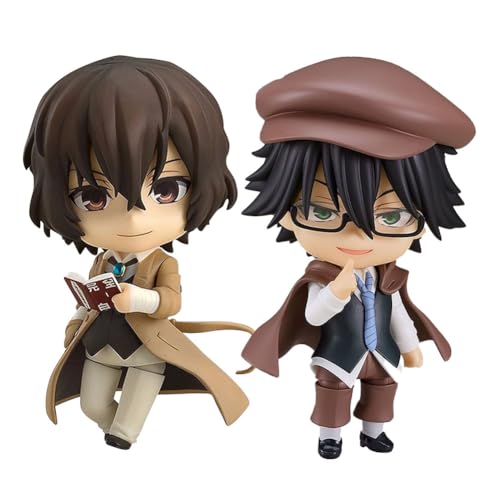 Jilijia Bungo Stray Dogs Anime-Figur, Dazai-Osamu-Figur, Ranpo Edogawa, Actionfigur, Q-Version, wechselndes Gesicht, Charaktermodell für Heimdekoration, Geschenke, 10 cm, 2 Stück von Jilijia