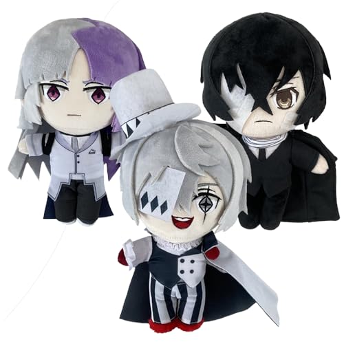 Jilijia Bungo Stray Dogs Plush Figure Sigma/Gogol/Dazai Osamu Figures Plush Anime Cartoon Plush Cute Soft Stuffed Warm Gift Collectible For Xmas, 20 cm, 3-teiliges Set. von Jilijia