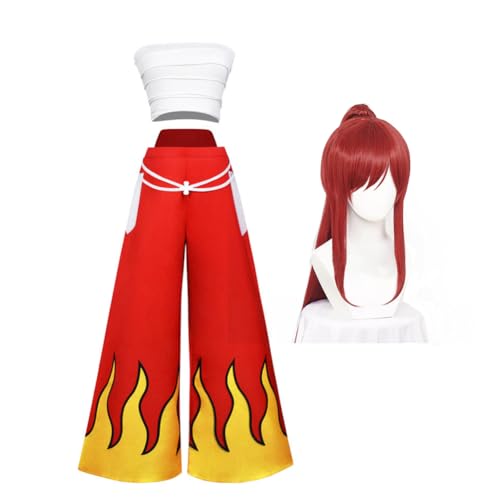 Jilijia Fairy Tail Cosplay Kostüm Erza Scarlet Kleid Halloween Outfit Rolle Cosplay mit Perücke von Jilijia