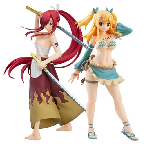 Jilijia Fairy Tail Figur Natsu Dragneel/Lucy Heartfilia/Erza Scarlet Figur Mädchen und Jungen Actionfigur Desktop Ornamente Heimdekoration von Jilijia