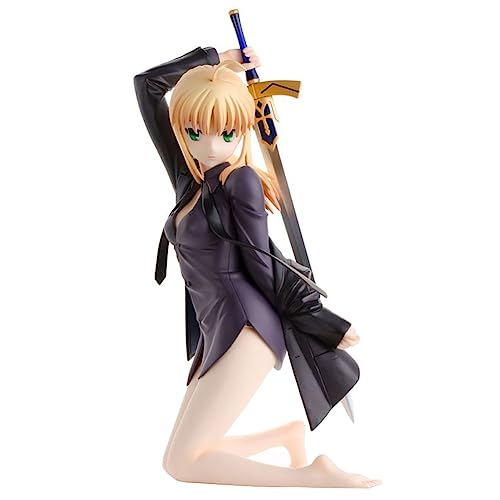 Jilijia Fate Night Artoria Schwarzes Hemd Kniende Figur Modell Fate Stay Night Figur Altria Pendragon Mädchen Figur Modell Puppe Ornament Geschenke Heimdekoration 20cm von Jilijia