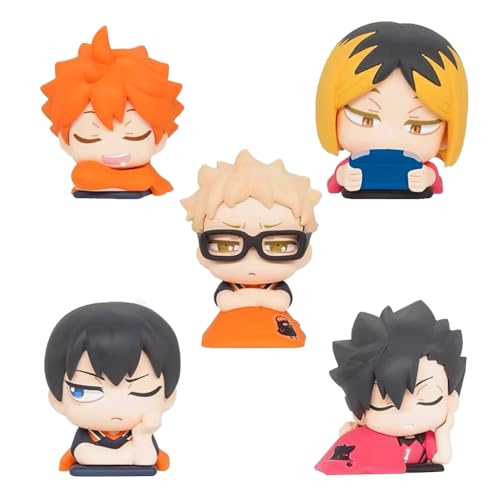 Jilijia Haikyuu Anime Figur Schlafset Hinata Shoyo Tobio Kageyama Niedliche Q-Version Figur Kuchendekoration für Geburtstagsparty Supplies Sammlerstück Geschenk 5 Stück von Jilijia