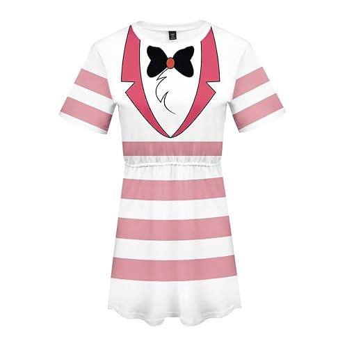 Jilijia Hazbin Hotel Cosplay Kostüm Angel Dust/Niffty/Blitzo/Charlie Morningstar Kurzarm T-Shirt Kleid Halloween Rolle Cosplay von Jilijia