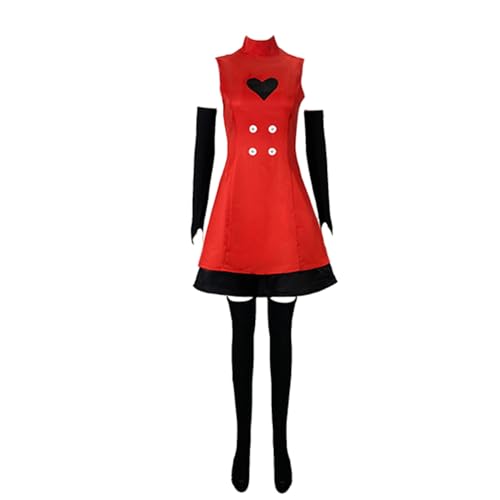 Jilijia Hazbin Hotel Cosplay Kostüm Charlie Morningstar Rotes Kleid Bühnenauftrittskostüm Halloween Rolle Cosplay Outfit Verkleidung von Jilijia