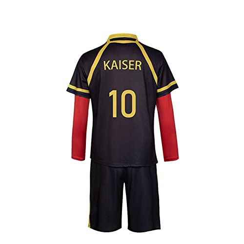 Jilijia Isagi Yoichi Anime Blue Lock Cosplay Kostüm Sportbekleidung Trikots Fußball Fußball Training Uniform Komplettes Set Halloween Party Dress Up Anzug mit Perücke, Typ 1, L von Jilijia