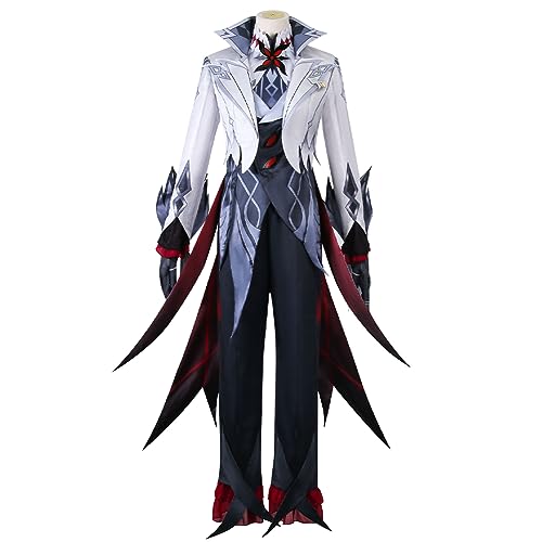 Jilijia Jilija Fatui/Arlecchino Cosplay Kostüm Spiel Uniform Jacke Hose Outfit Anime Rolle Full Set Halloween Karneval Thema Party Dress Up Anzug für Unisex von Jilijia