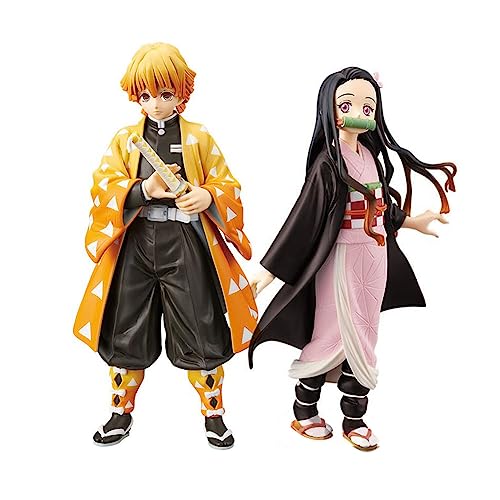 Jilijia Kamado Nezuko/Agatsuma Zenitsu Figur Anime Statue Puppe Figuren Sammlung Figurine Cake Topper Desk Ornament 2pcs von Jilijia