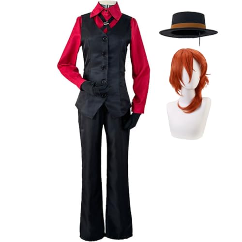 Jilijia Nakahara Chuuya Cosplay Kostüm Rotes Hemd und Weste Set Gentleman Detektiv Uniform Outfits für Herren Halloween Party Performance Jilijia Nakahara Chuuya Cosplay Kostüm Rotes Hemd und Weste Set Gentleman Detektiv Uniform Outfits für Herren Halloween Party Performance von Jilijia