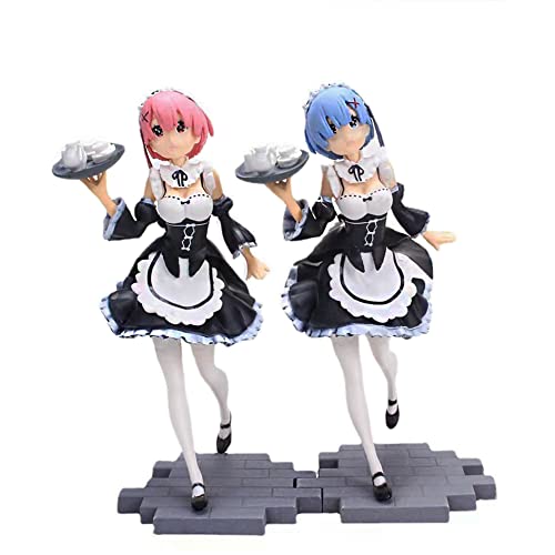 Jilijia Re:0 Anime Figur Rem Remu Figur Ram Ramu Figur PVC Action Girl Figur Modell Statue Ornamente Dekoration Geschenke Remu Magd Kostüm Figur Puppe von Jilijia