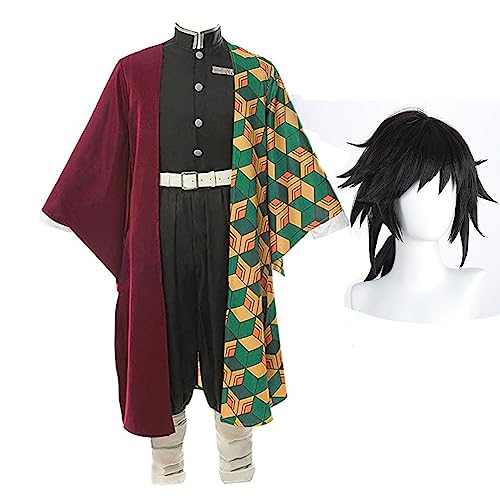 Jilijia Tomioka Giyuu Cosplay Kostüm Japanischer Anime Kimono mit Perücke Komplettset Halloween Karneval Vorstellungsspiel Fancy Dress für Erwachsene und Kinder von Jilijia