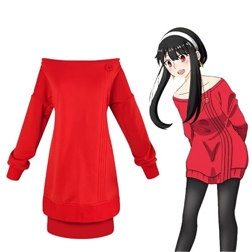 Jilijia Yor Forger Cosplay Kostüm Anime Cosplay Uniform Rot Pullover Set Halloween Karneval Party Dress Up Anzug für Frauen von Jilijia