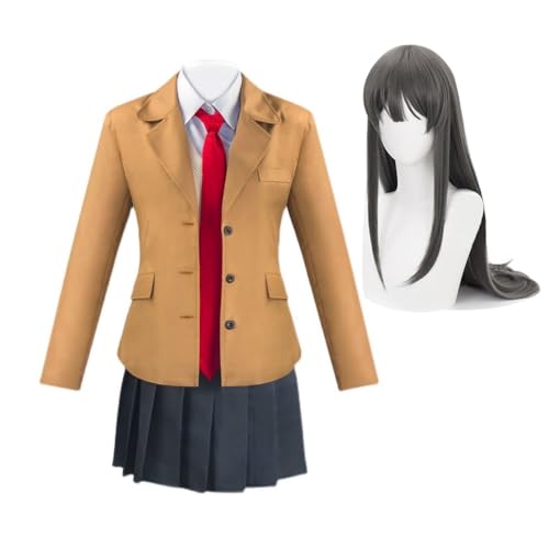 Sakurajima Mai Cosplay-Kostüm mit Perücke, Halloween-Outfit, Hasenmädchen, Senpai, Schuluniform, Anzug, Kleid, Mädchen, JK-Uniform, komplettes Set von Jilijia