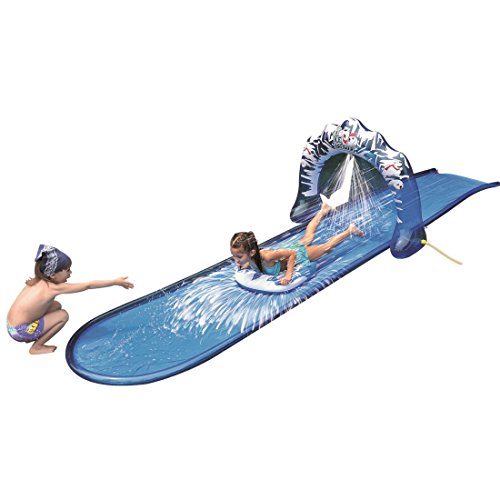 Jilong Ice Breaker Water Slide 500x95 cm Wasserrutschbahn mit Surfboard Wasserrutsche Wasserbahn Rutschbahn inkl. Wassersprüher Sprühfunktion zum Anschluß an Gartenschlauch von Jilong