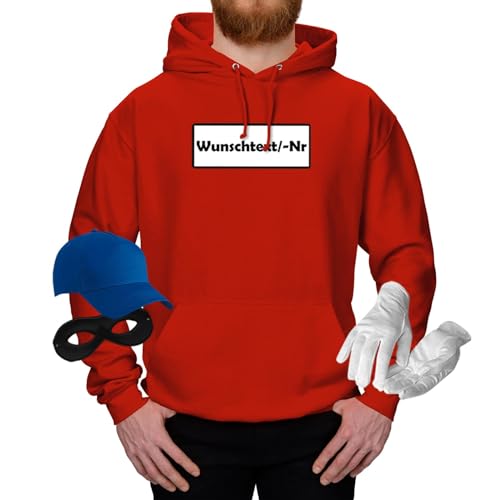 Jimmys Textilfactory Hoodie Panzerknacker Karneval Kostüm Set Deluxe XS-5XL Herren Verkleidung Fasching Outfit Rosenmontag Karnevalszug JGA, Größe:L, Set: komplett, Logo: Wunsch-Nr von Jimmys Textilfactory