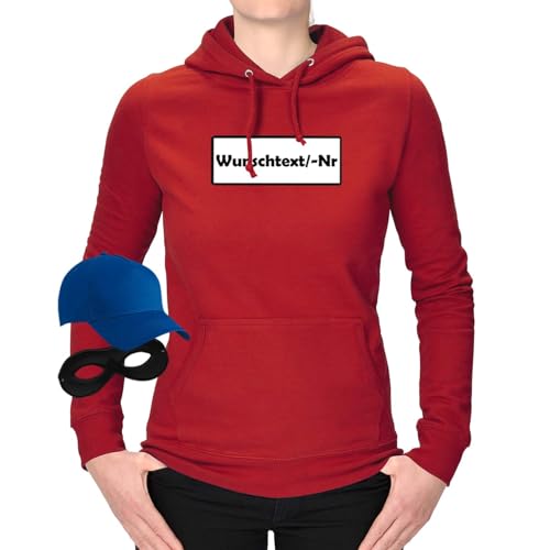 Jimmys Textilfactory Hoodie Panzerknacker Karneval Kostüm Set Wunschnummer XS-2XL Damen Verkleidung Fasching Rosenmontag Karnevalszug, Größe:L, Set: klassik, Logo: Wunsch-Nr von Jimmys Textilfactory