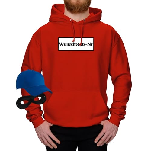 Jimmys Textilfactory Hoodie Panzerknacker Karneval Kostüm Set Wunschnummer XS-5XL Herren Verkleidung Fasching Outfit Rosenmontag Karnevalszug JGA, Größe:L, Set: klassik, Logo: Wunsch-Nr von Jimmys Textilfactory