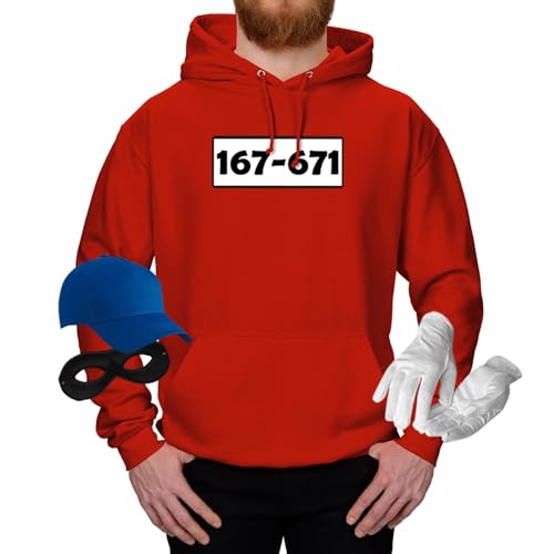 Jimmys Textilfactory Hoodie Panzerknacker Karneval Kostüm Set Wunschnummer XS-5XL Herren Verkleidung Fasching Outfit Rosenmontag Karnevalszug JGA, Größe:S, Set: komplett, Logo: Standard-Nr von Jimmys Textilfactory