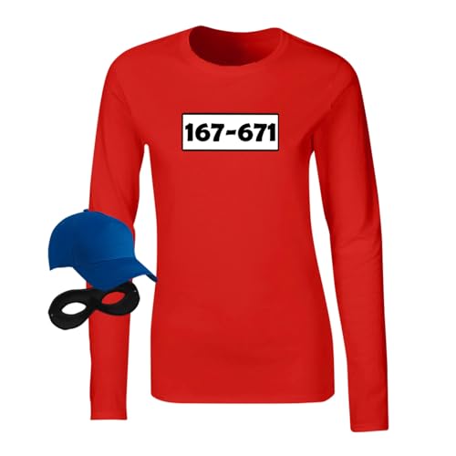 Jimmys Textilfactory Longsleeve Panzerknacker Karneval Kostüm Set Deluxe XS-2XL Damen Verkleidung Fasching Outfit Rosenmontag Karnevalszug Party JGA, Größe:XL, Set: klassik, Logo: Standard-Nr von Jimmys Textilfactory