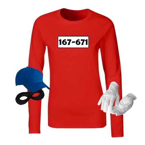 Jimmys Textilfactory Longsleeve Panzerknacker Karneval Kostüm Set Wunschnummer XS-2XL Damen Verkleidung Fasching Outfit Rosenmontag Karnevalszug, Größe:XL, Set: komplett, Logo: Standard-Nr von Jimmys Textilfactory