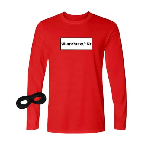 Jimmys Textilfactory Longsleeve Panzerknacker Karneval Kostüm Set Wunschnummer XS-5XL Herren Verkleidung Fasching Outfit Rosenmontag Karnevalszug, Größe:L, Set: light Maske, Logo: Wunsch-Nr von Jimmys Textilfactory