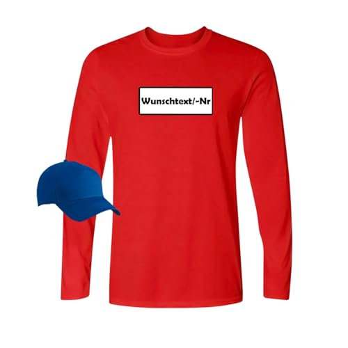 Jimmys Textilfactory Longsleeve Panzerknacker Karneval Kostüm Set Wunschnummer XS-5XL Herren Verkleidung Fasching Outfit Rosenmontag Karnevalszug JGA, Größe:L, Set: light Cap, Logo: Wunsch-Nr von Jimmys Textilfactory