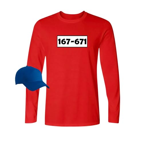 Jimmys Textilfactory Longsleeve Panzerknacker Karneval Kostüm Set Wunschnummer XS-5XL Herren Verkleidung Fasching Rosenmontag Zug, Größe:L, Set: light Cap, Logo: Standard-Nr von Jimmys Textilfactory