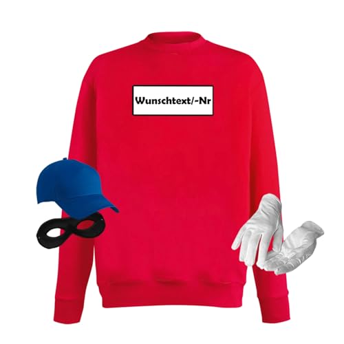 Jimmys Textilfactory Sweatshirt Panzerknacker Karneval Kostüm Set Deluxe XS-5XL Herren Verkleidung Fasching Rosenmontag Karnevalszug, Größe:2XL, Set: komplett, Logo: Wunsch-Nr von Jimmys Textilfactory