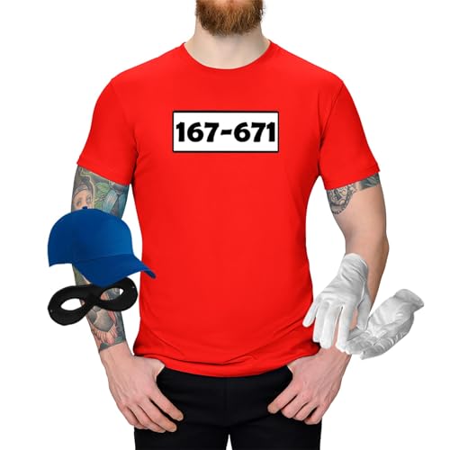 Jimmys Textilfactory T-Shirt Panzerknacker Karneval Kostüm Set Wunschnummer XS-5Xl Herren Verkleidung Fasching Rosenmontag Zug, Größe:3XL, Set: komplett, Logo: Standard-Nr von Jimmys Textilfactory