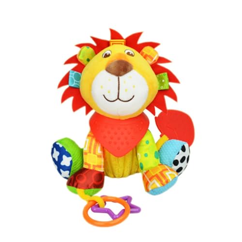 Baby Plüsch Tier Spielzeug, Hängespielzeug mit Silikon Beißring, sensorisches Lernspielzeug für 0-36Monate Neugeborene Jungen und Mädchen (Löwe) von Jinchelle