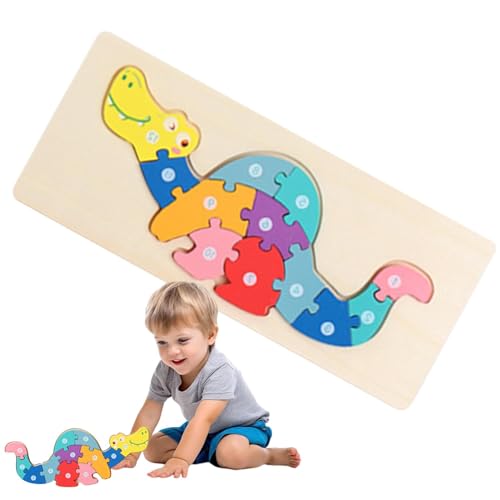 Dinosaurier-Puzzle,Holzmusterblöcke,Tier-Puzzlespielzeug im Dinosaurier-Design | Bunte, entzückende Kleinkind-Holzpuzzles für 3-5-jährige Kinder, Kindergarten, Vorschulerziehung, Logikspiel von Jingmiger