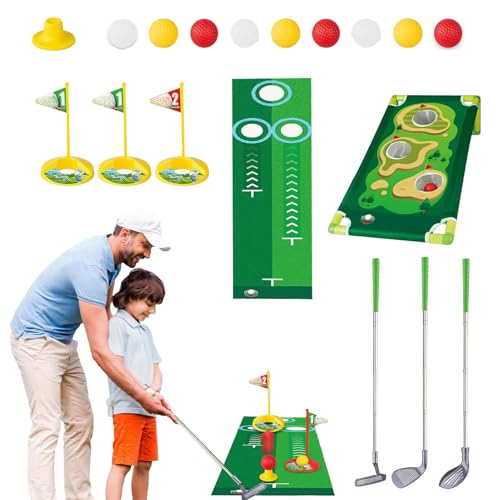 Golfspielzeugset für Kinder,Golfspielzeugset Puttingmatte - Verstellbarer Golfschläger, einziehbares Golfspielzeug mit Putting-Matte - Golfspiele mit Übungsloch, einziehbares lustiges Sportspielzeug f von Jingmiger