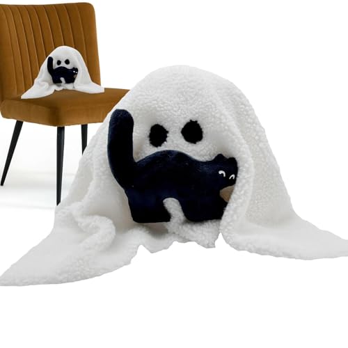 Halloween-Plüschtier, Geist, Halloween-Plüschtier, Geist mit Kissen, schwarze Katze, Halloween, Plüschtier – niedliches Geisterkissen, Halloween-Plüschkissen, Bla Halloween-Plüschtier, Geist, Halloween-Plüschtier, Geist mit Kissen, schwarze Katze, Halloween, Plüschtier – niedliches Geisterkissen, Halloween-Plüschkissen, Bla von Jingmiger