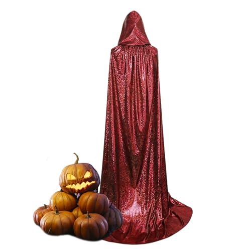 Jingmiger Halloween-Weihnachtsumhang, Ganzkörperumhang für Erwachsene, Mardi Gras | Kostümroben für Damen,Eleganter, durchgehender Unisex-Umhang mit Kapuze für Halloween-Weihnachts-Cosplay-Events von Jingmiger