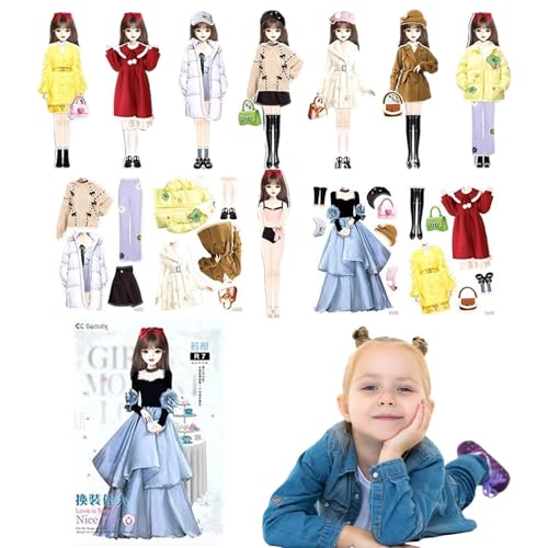 Jingmiger Magnetspiel Dress Up - So tun, als würden Sie Papierpuppen verkleiden - Magnetisches Puppenspiel-Anziehspielset für Mädchen, Weihnachts-, Neujahrs-, und Geburtstagsgeschenke von Jingmiger