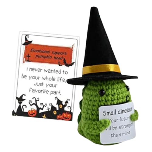 Jingmiger Positive Häkelpuppen, Süßes Gestricktes Spielzeug mit Positiver Karte, Halloween Kreative Inspirierende Häkelpuppe Geschenk, Niedliches kleines Ermutigungs-Puppenspielzeug als Dekoration von Jingmiger