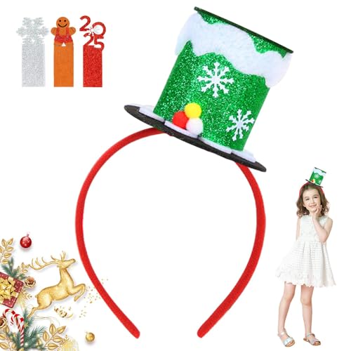 Jingmiger Weihnachtsmütze-Stirnband, Weihnachtsparty-Stirnbänder | Elastische rot-grün-silberne Weihnachtskopfbedeckung | Weihnachtsdekorationen Kinder-Stirnband für Partys von Jingmiger