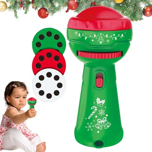 Kinder-Taschenlampen-Projektor, Weihnachts-Taschenlampen-Projektor, Projektorspielzeug für die frühe Bildung, Kinder-Taschenlampenprojektor, Diaprojektor mit 24 Weihnachtsmustern, lustige Taschenlampe von Jingmiger