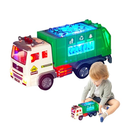 Kleinkind-Feuerwehrauto-Spielzeug, Elektrofahrzeug für Kinder - Technisches Fahrzeugspielzeug mit Musik und LED-Lichtern | Bauauto für Vorschule, Baufahrzeugspielzeug für Kindergarten, Vorschule von Jingmiger