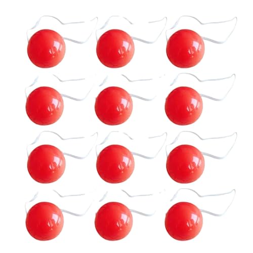 Leuchtende Clownnase, rote Clownnase,Elastische beleuchtete Zirkusclownsnase 12 Stück - Blinkende rote Nasendekoration für Clownkostüm, stabile Party-Cosplay-Requisiten für Halloween, Weihnachten von Jingmiger