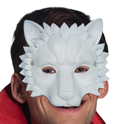 Löwe-Gesichtsmaske, Party-Tierkopfmaske | Cosplay Kopfbedeckung Gesichtsbedeckung | PU-Kopfbedeckung, Party-Gesichtsmaske, Halloween-Kopfbedeckung, Löwen-Gesichtsbedeckung, Rollenspiel-Partyzubehör von Jingmiger