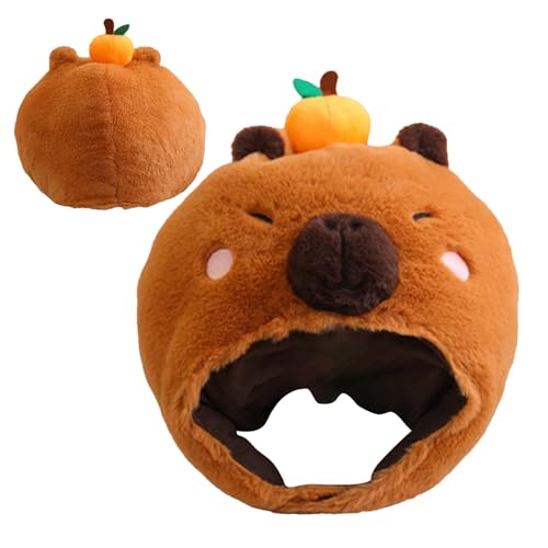 Partyhüte aus Plüschtieren, Tiermützen für Erwachsene, modische Capybara-Heaves Orange | Neuheit leichtes Cosplay-Kostüm für Damen Herren Teenager Mädchen Jungen Mädchen Partyhüte aus Plüschtieren, Tiermützen für Erwachsene, modische Capybara-Heaves Orange | Neuheit leichtes Cosplay-Kostüm für Damen Herren Teenager Mädchen Jungen Mädchen von Jingmiger