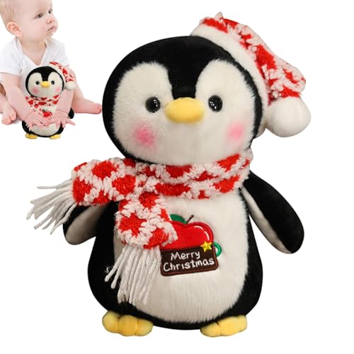 Pinguin-Plüschtier, ausgestopfter Pinguin - Stoffschal Pinguin - Bequemes Pinguin-Kuscheltier-Plüschtier mit Hut, süßes Kuschelpinguin-Puppenspielzeug für Kinder von Jingmiger