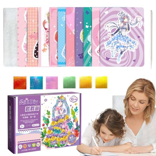 Puzzle Punktion Malerei für Kinder, Poking Art Kits für Mädchen | Poking Kunst- und Bastelsets für Kinder,Taschen-Aquarell-Malbuch-Set, Stoffkunst, kreative Puzzle-Punktionsmalerei für Kinder von Jingmiger